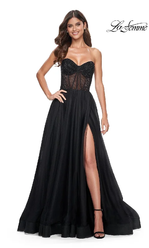 Velvet DressLa Femme Strapless Long A-Line Prom Dress 32216