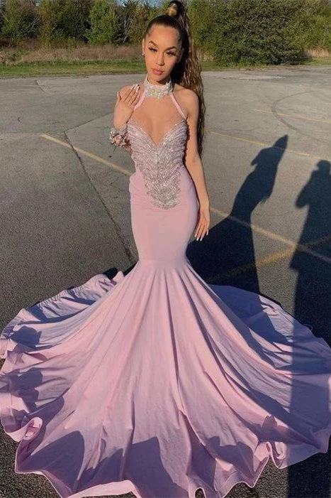 Chic DressHalter Sweetheart Beading Sleeveless Floor-length Mermaid Prom Dresses Y870 Chic DressHalter Sweetheart Beading Sleeveless Floor-length Mermaid Prom Dresses Y870