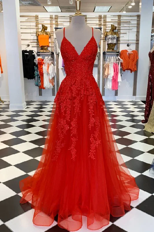 women's smart casual dressesElegant V Neck A-Line Red Appliqued Long Prom Dress Y761 women's smart casual dressesElegant V Neck A-Line Red Appliqued Long Prom Dress Y761