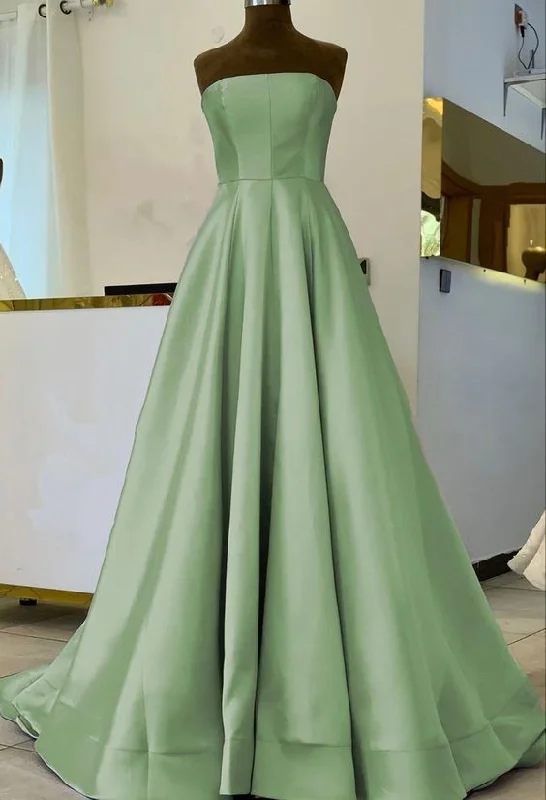 Bell-Sleeve DressSimple Sage Green Satin Bridesmaid Dresses, Strapless Floor Length Formal Prom Dress Y631 Bell-Sleeve DressSimple Sage Green Satin Bridesmaid Dresses, Strapless Floor Length Formal Prom Dress Y631
