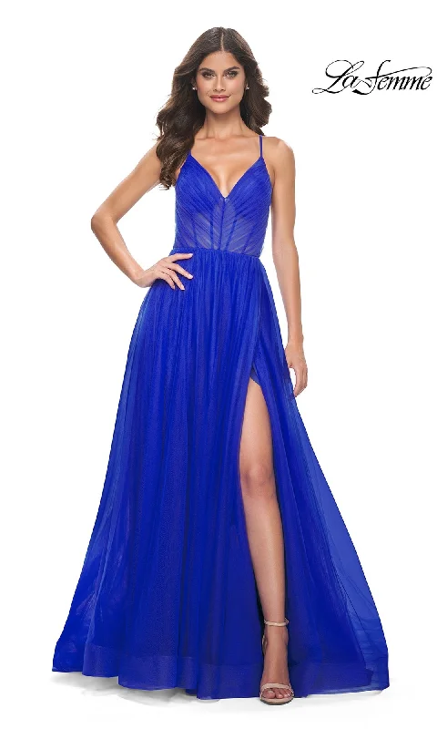 Bohemian DressLa Femme Sheer-Waist Long Prom Ball Gown 31457