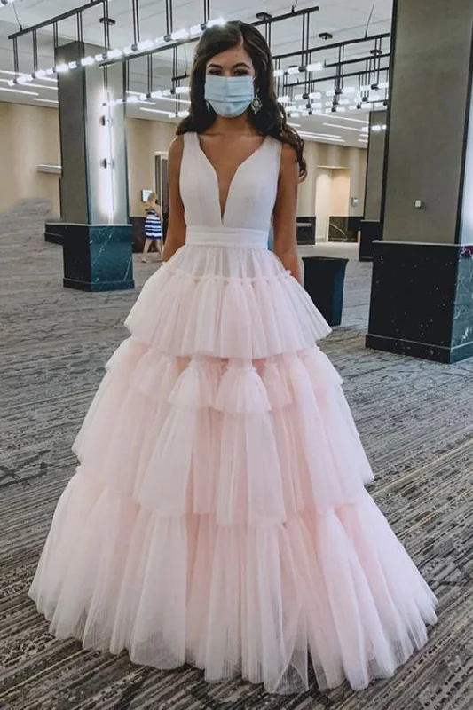 Neon DressPrincess Tulle Tiered Pink Long Prom Dresses,Pink Sweet 16 Dress,Graduation Dresses Y939 Neon DressPrincess Tulle Tiered Pink Long Prom Dresses,Pink Sweet 16 Dress,Graduation Dresses Y939