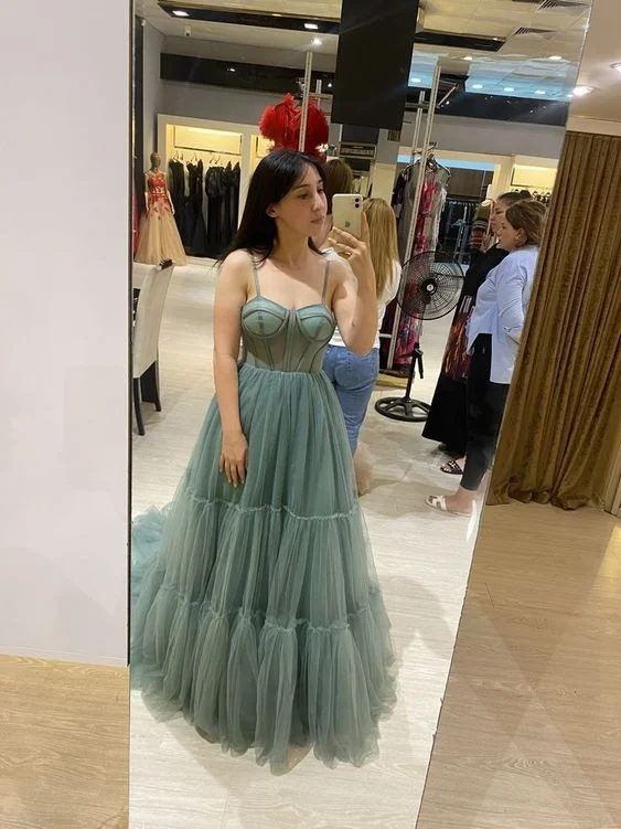 women's sustainable dressesA-line Spaghetti Straps Tulle Prom Dress , Modest Tulle Prom Gown Y743 women's sustainable dressesA-line Spaghetti Straps Tulle Prom Dress , Modest Tulle Prom Gown Y743