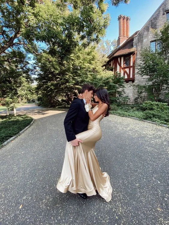 women's empire waist dressesLight gold one shoulder mermaid satin prom dresses Y851 women's empire waist dressesLight gold one shoulder mermaid satin prom dresses Y851