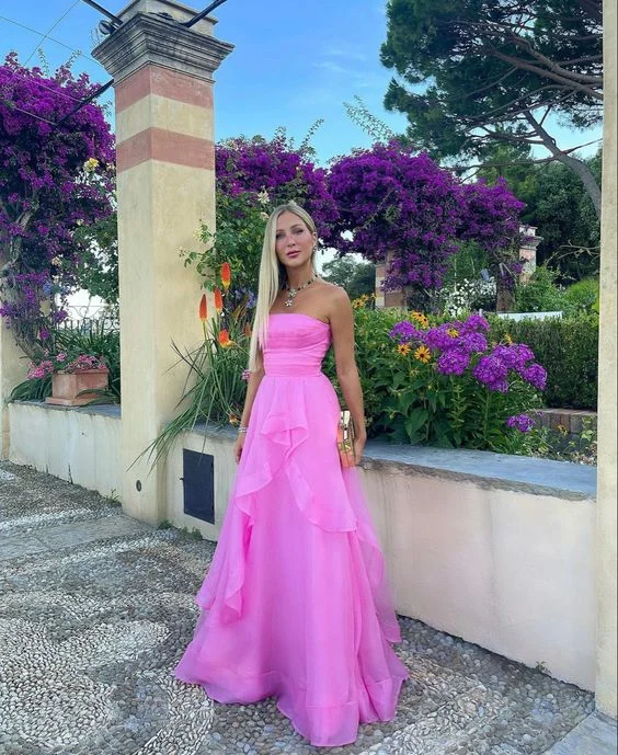 Leather DressElegant Strapless A-line Pink Prom Dress,Stunning Pink Formal Gown Y1301 Leather DressElegant Strapless A-line Pink Prom Dress,Stunning Pink Formal Gown Y1301
