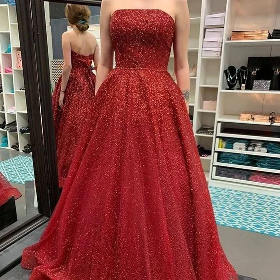 women's apple-shaped body dressescharming strapless red formal prom dress, long evening formal dress Y773 women's apple-shaped body dressescharming strapless red formal prom dress, long evening formal dress Y773