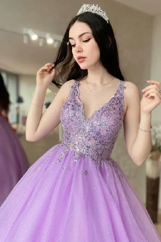 women's ethical fashion dressesPurple V Neck Tulle Lace Long Prom Dress Purple Tulle Formal Dress Y1093 women's ethical fashion dressesPurple V Neck Tulle Lace Long Prom Dress Purple Tulle Formal Dress Y1093