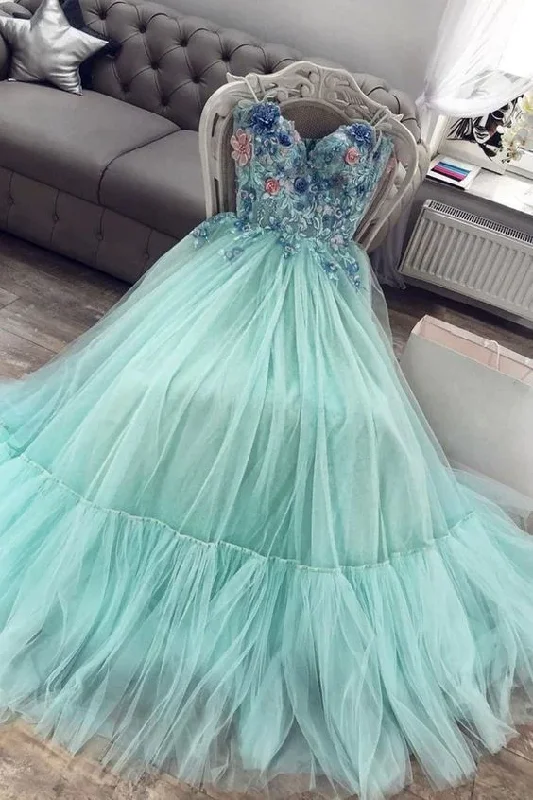 Cold-Shoulder DressSweetheart Neck Tulle Long A Line Prom Dresses Y637