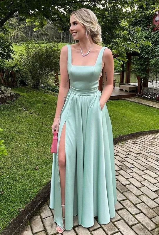 women's casual Friday dressesA-line Wide Straps Satin Prom Dress , Classy Satin Prom Gown, Graduation Dress Y748 women's casual Friday dressesA-line Wide Straps Satin Prom Dress , Classy Satin Prom Gown, Graduation Dress Y748
