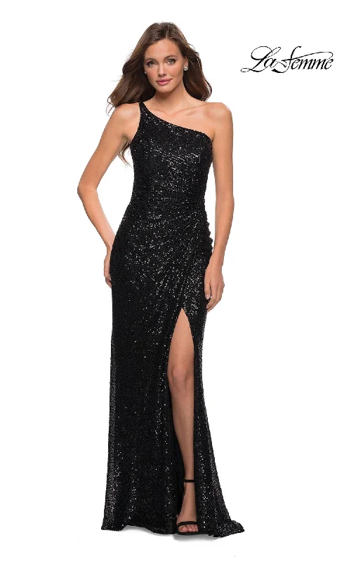 women's lightweight dressesLa Femme One-Shoulder Long Sequin Prom Dress 29962
