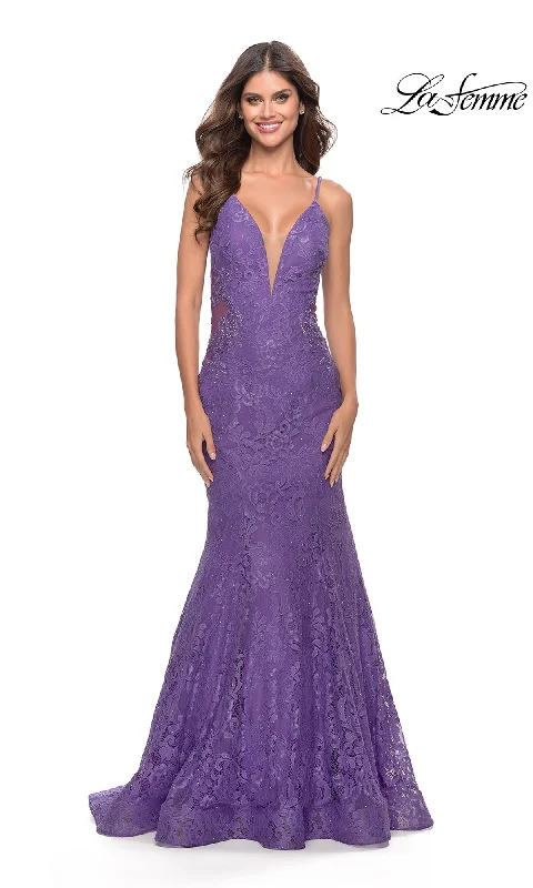 women's chiffon dressesLong Lace Mermaid Prom Dress: La Femme 31512