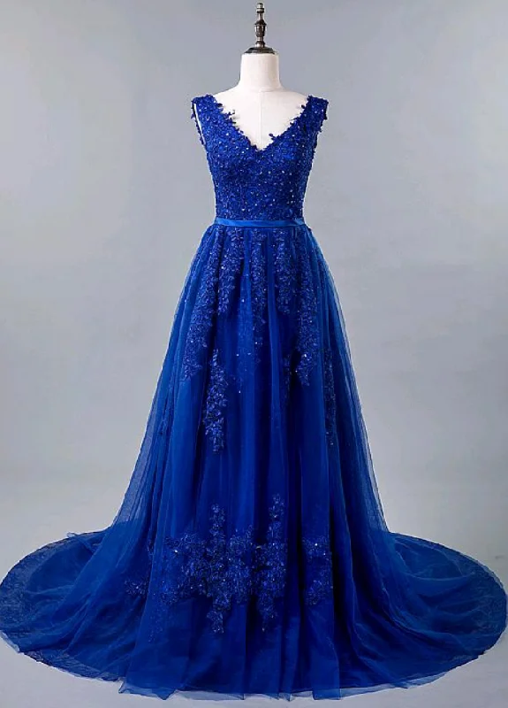 Glitter DressRomantic Tulle & Lace V-neck Neckline A-line Prom Dress With Beaded Lace Appliques & Belt Y938 Glitter DressRomantic Tulle & Lace V-neck Neckline A-line Prom Dress With Beaded Lace Appliques & Belt Y938