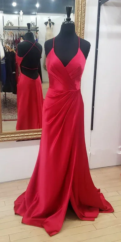 women's bell-sleeved dressesGorgeous Mermaid Red Long Prom Dresses Y807