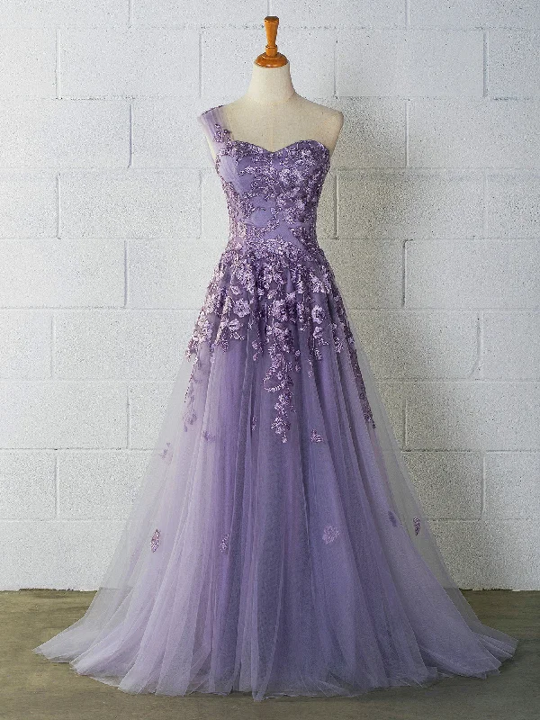 Maternity DressSweetheart Tulle One Shoulder Floor Length Prom Dress Y895