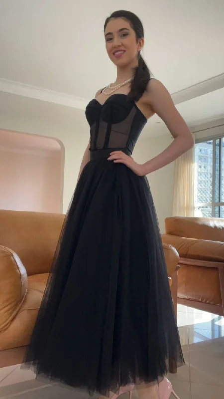 women's luxury dressesClassy A-line Straps Black Tulle Prom Dress,Black Formal Gown Y1070 women's luxury dressesClassy A-line Straps Black Tulle Prom Dress,Black Formal Gown Y1070