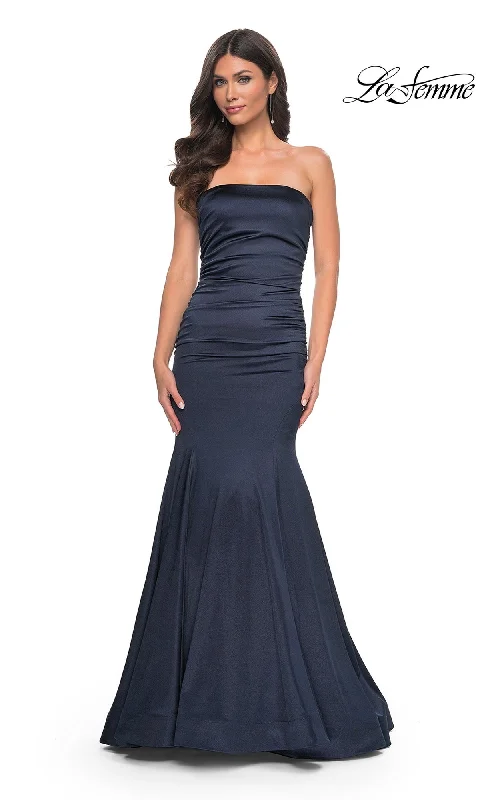 Velveteen DressLa Femme Strapless Long Mermaid Prom Dress 31980
