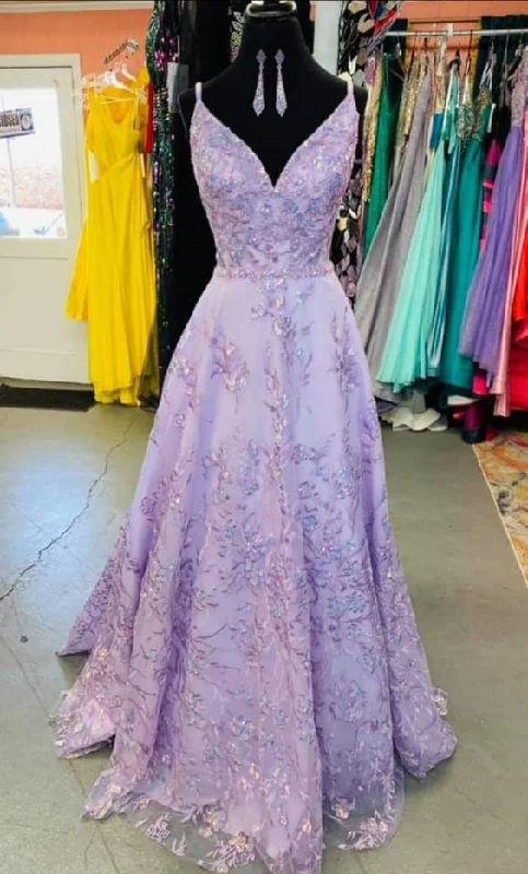Tea-Length DressA-line Spaghetti Straps V Neck Prom Dress,Lavender Graduation Dress Y1002 Tea-Length DressA-line Spaghetti Straps V Neck Prom Dress,Lavender Graduation Dress Y1002