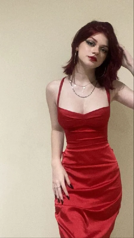 women's made-to-order dressesRed Sleeveless Satin Long Prom Dress Elegant Formal Gown Y694 women's made-to-order dressesRed Sleeveless Satin Long Prom Dress Elegant Formal Gown Y694