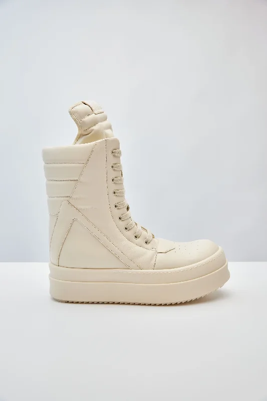 Men's Pants with Patch PocketsRick Owens Mega Geobasket in Milk