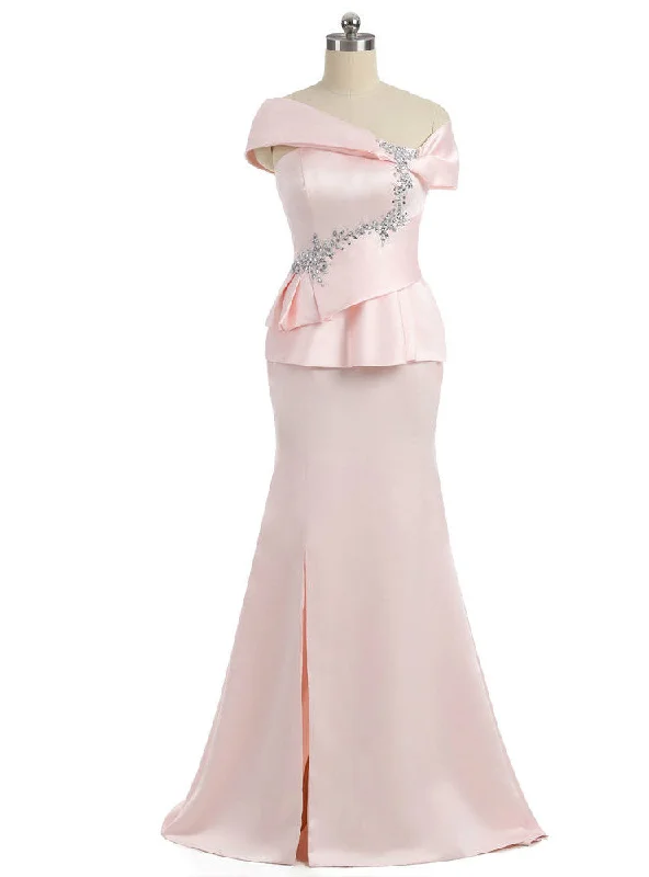 Sheath DressAmazing Pink Mother Of The Bride Dresses Mermaid V-neck Cap Sleeves