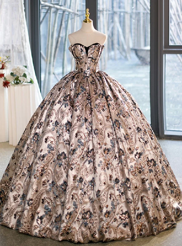 Crepe DressBall Gown Print Sweetheart Quinceanera Dress