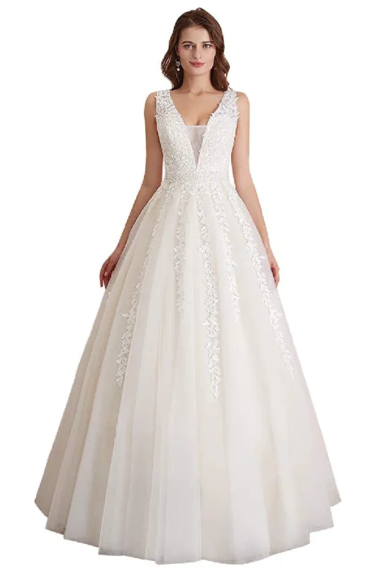 women's flowy dressesElegant A Line Tulle Sleeveless Wedding Dress Lace Appliques Prom Gown W715 women's flowy dressesElegant A Line Tulle Sleeveless Wedding Dress Lace Appliques Prom Gown W715