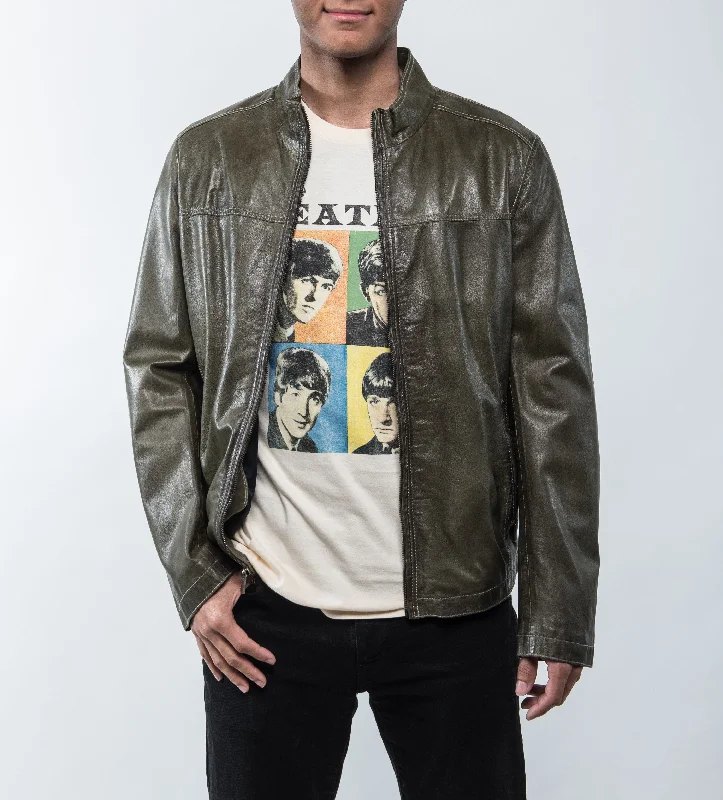 Classic Men's Trench CoatsLucio Green Leather Jacket