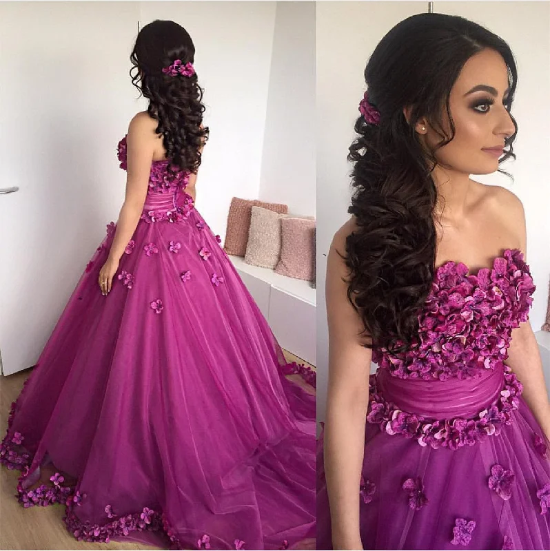 A-Line DressWD3680 Chic handmade Flowers Ball Gown Engagement Dress for Reception Wedding Dress Formal Prom Gown 2018