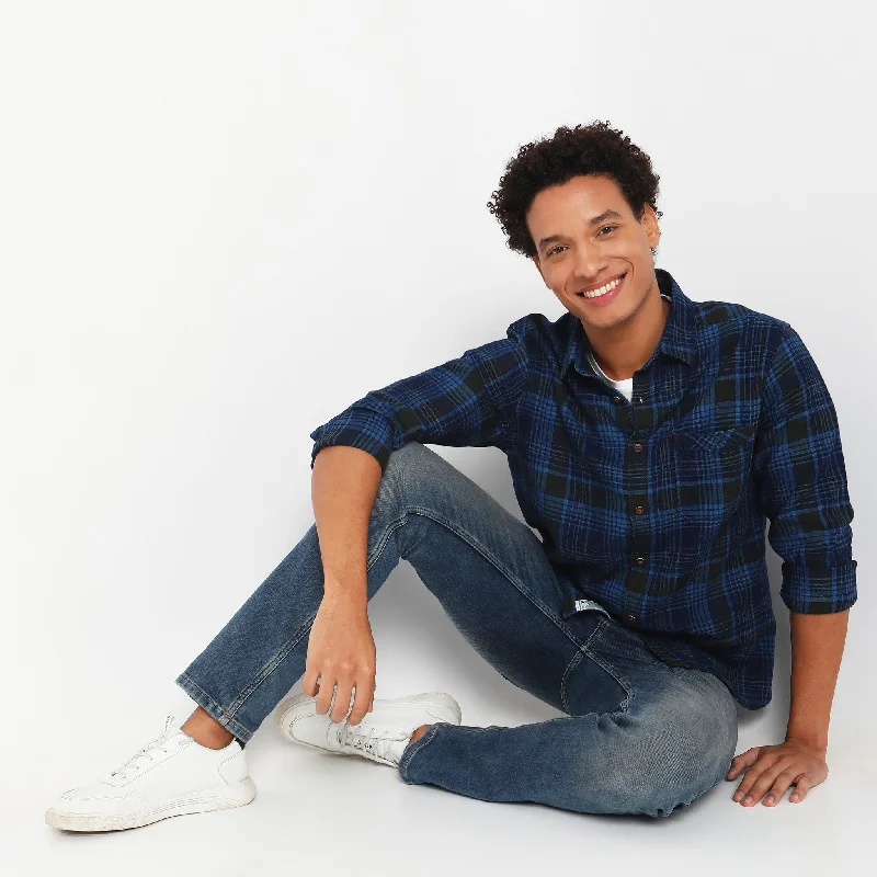 Men's Striped Shirts for a Maritime TwistRegular Fit Checkered Shirt