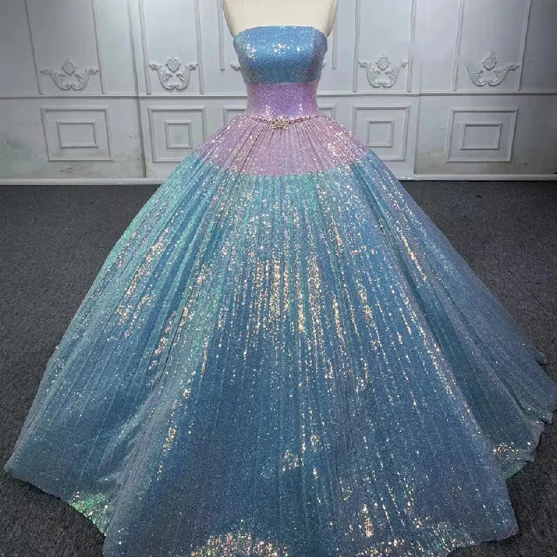 women's custom dressesSimple Sequined Shimmer Party Dress with Train