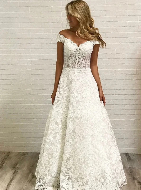 Wrap DressOff Shoulder Sleeveless Lace Wedding Dresses, A-line Lace Bridal Gown OW633 Wrap DressOff Shoulder Sleeveless Lace Wedding Dresses, A-line Lace Bridal Gown OW633