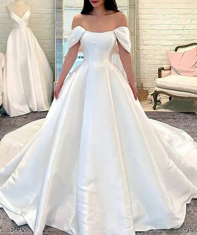 women's work dressesWomen A-Line Satin Wedding Dresses Off the Shoulder Bridal Gowns YWD228 women's work dressesWomen A-Line Satin Wedding Dresses Off the Shoulder Bridal Gowns YWD228
