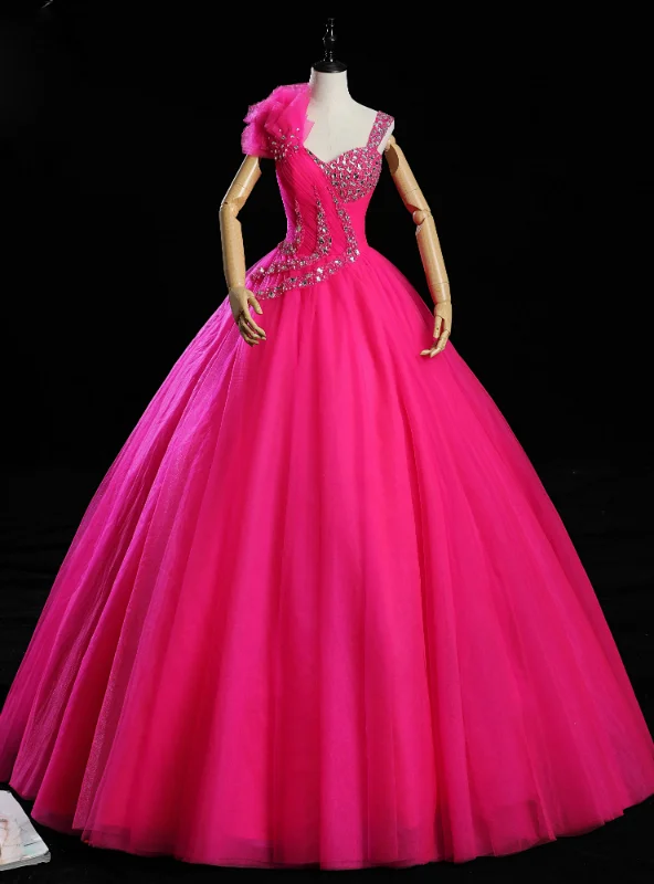 Peplum DressAt Incredible Price Fuchsia Ball Gown Tulle Pleats Crystal Quinceanera Dress Peplum DressAt Incredible Price Fuchsia Ball Gown Tulle Pleats Crystal Quinceanera Dress