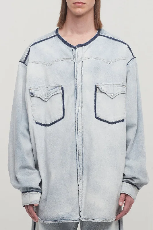 Men's Patterned Pants with Animal PrintsMaison Margiela Long-Sleeved Ice Denim Shirt Men's Patterned Pants with Animal PrintsMaison Margiela Long-Sleeved Ice Denim Shirt
