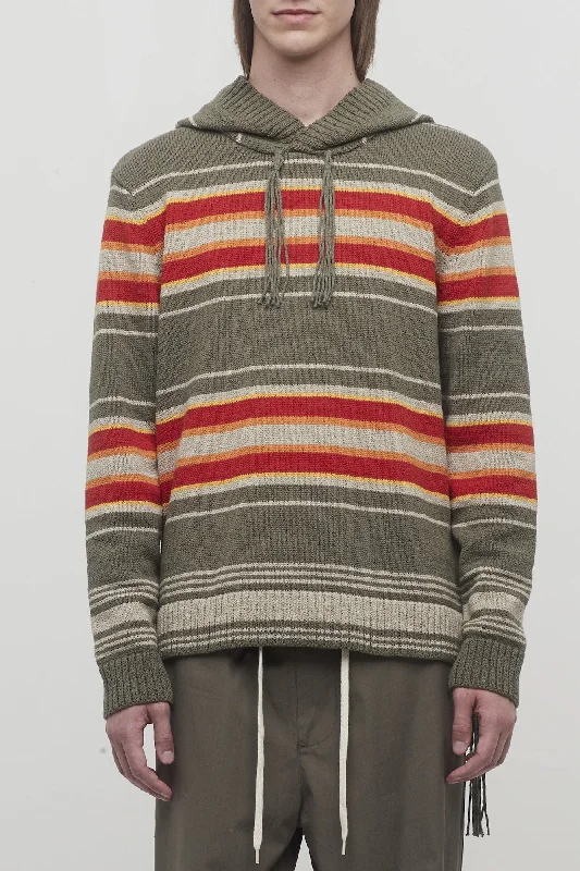 Men's Pants with Slant PocketsCraig Green Stripe Hooded Jumper in Olive