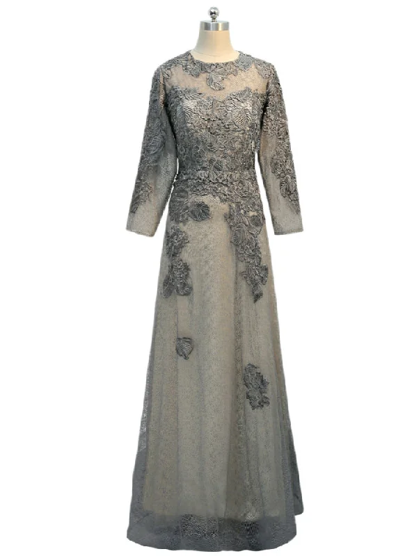 women's bespoke dressesA-line Long Sleeves Gray Long Sleeve Mother Of The Bride Dresses women's bespoke dressesA-line Long Sleeves Gray Long Sleeve Mother Of The Bride Dresses