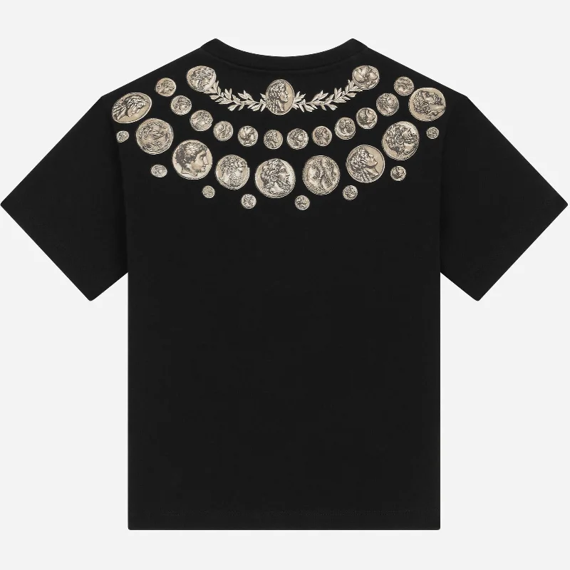 Men's Sweaters with Three-Quarter SleevesBlack Multi Coin Print T-Shirt