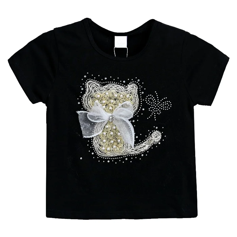 Men's Sweaters with Tapered ShapesBlack Cat Applique T-Shirt