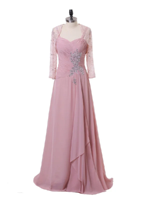 women's limited-edition dressesA-line Pink Chiffon Beaded Mother Of The Bride Dresses With Jacket women's limited-edition dressesA-line Pink Chiffon Beaded Mother Of The Bride Dresses With Jacket