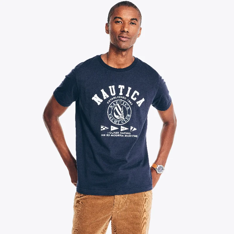 Men's Sweaters with Checkerboard PatternsNautica Mens Sustainably Crafted Yacht Club Graphic T-Shirt