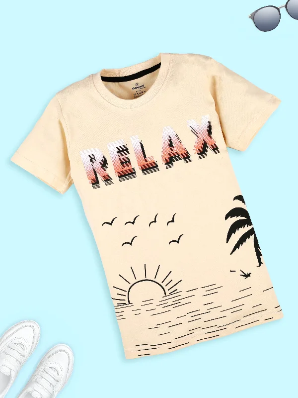 Men's Sweaters with Set-In SleevesBoys Cotton Half Sleeves Printed Round Neck Tee