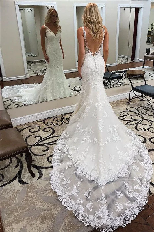women's beach dressesGlamorous V-Neck Backless Lace Chapel Train Mermaid Wedding Dresses OW704 women's beach dressesGlamorous V-Neck Backless Lace Chapel Train Mermaid Wedding Dresses OW704