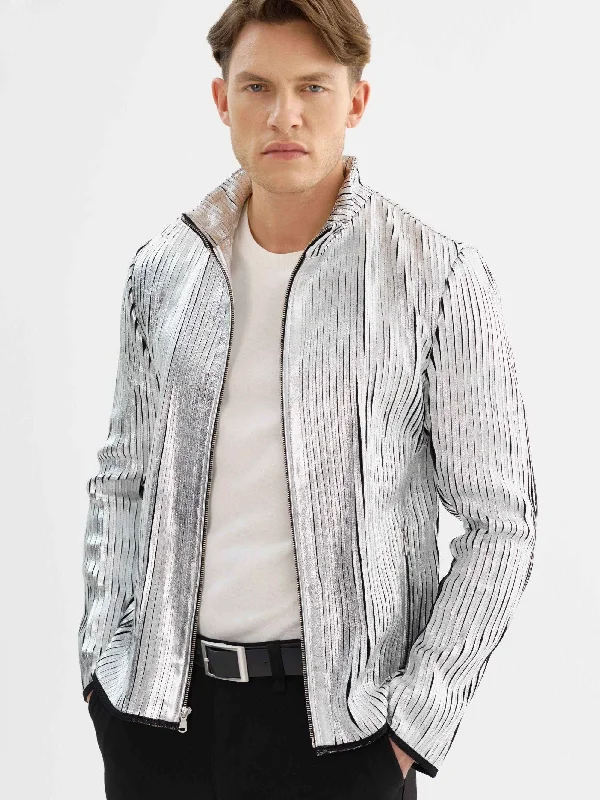 Men's Coats for Mild WeatherWin Leather Jacket- Silver