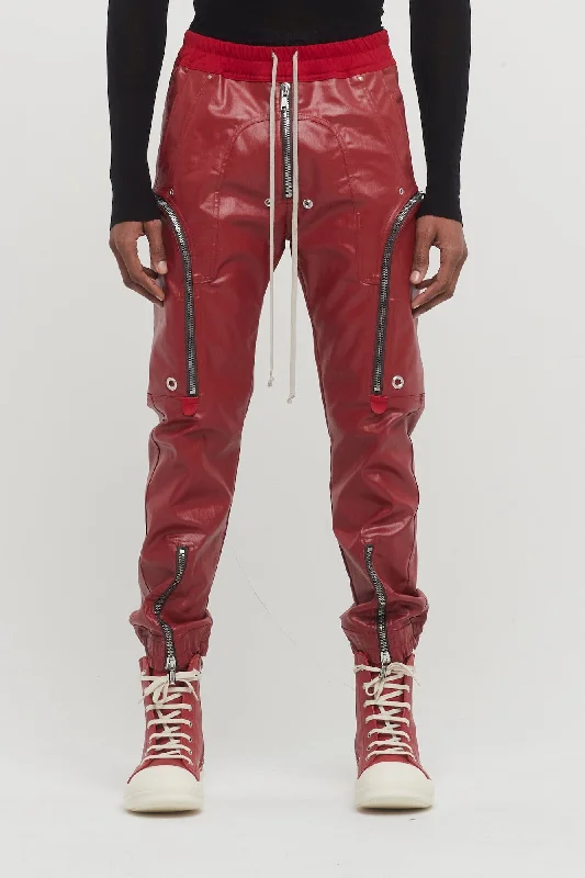 Warm Men's Fleece-Lined PantsRick Owens Bauhaus Cargo Trouser in Cardinal Red