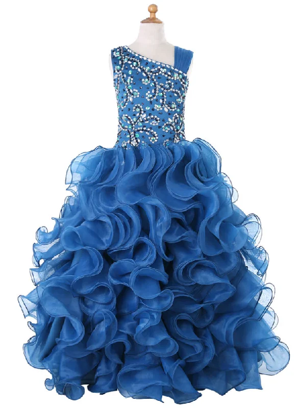 Lace DressBall Gown Organza Ruffles Girls Pageant Dresses For Weddings