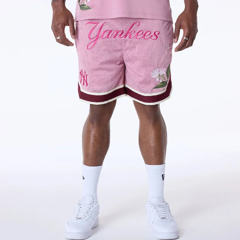 Versatile Men's ShortsNew York Yankees MLB Floral Dark Pink Shorts