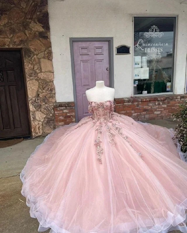 Knit DressPink Tulle Appliques Quinceanera Dresses A Line Off Shoulder Evening Dresses cg25343 Knit DressPink Tulle Appliques Quinceanera Dresses A Line Off Shoulder Evening Dresses cg25343