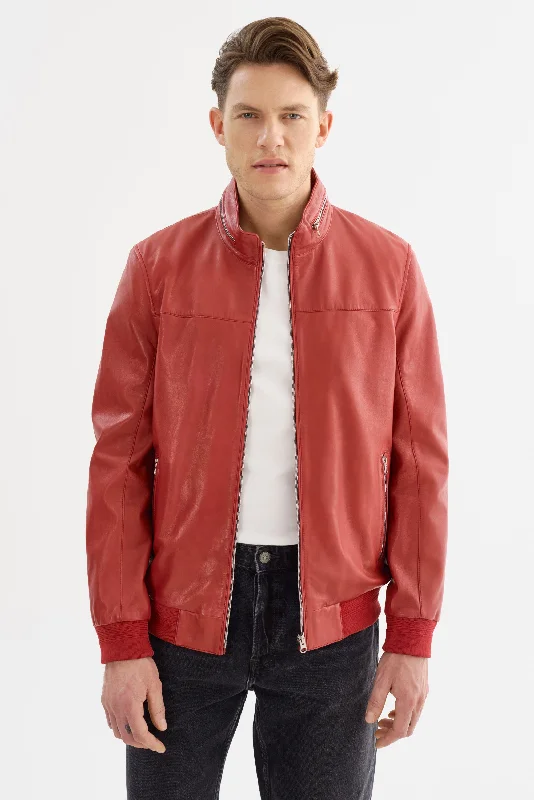 Men's Coats for SnowshoeingAndrea Red Leather Jacket