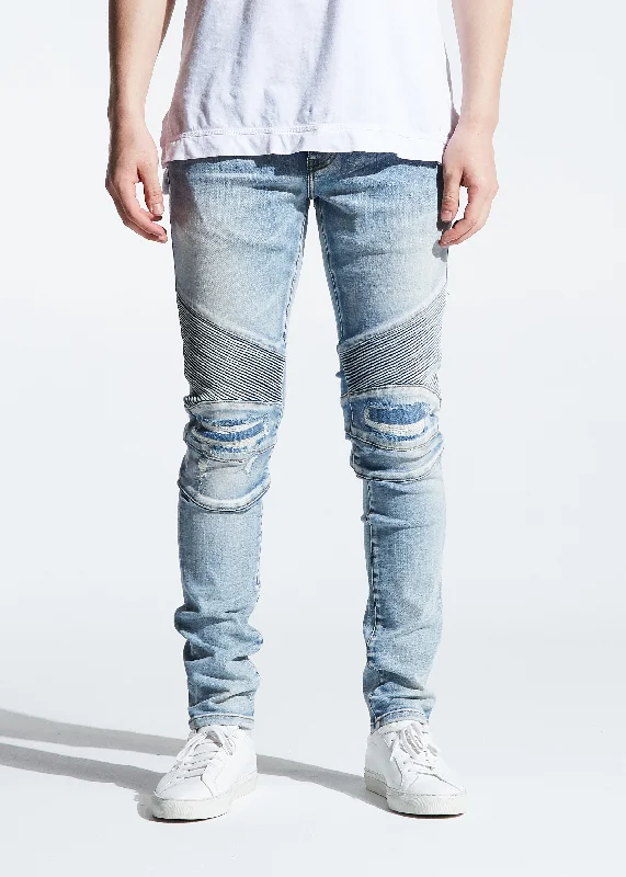 Designer Skinny Men's JeansSkywalker Biker Denim (Light Indigo)