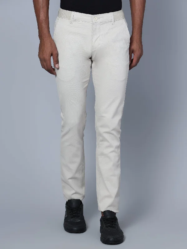 Men's Pants with Slant PocketsMen's Casual Flat front Beige  Trousers